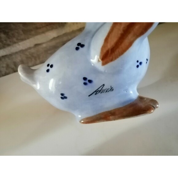 Vintage Tonala pottery Duck; Artist signed, Mexico Hand Painted 8" - Picture 6 of 7